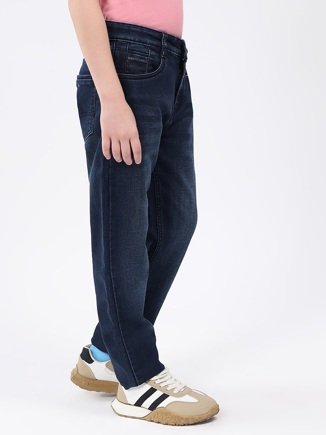 Boys Blue Solid Slim Fit Denim