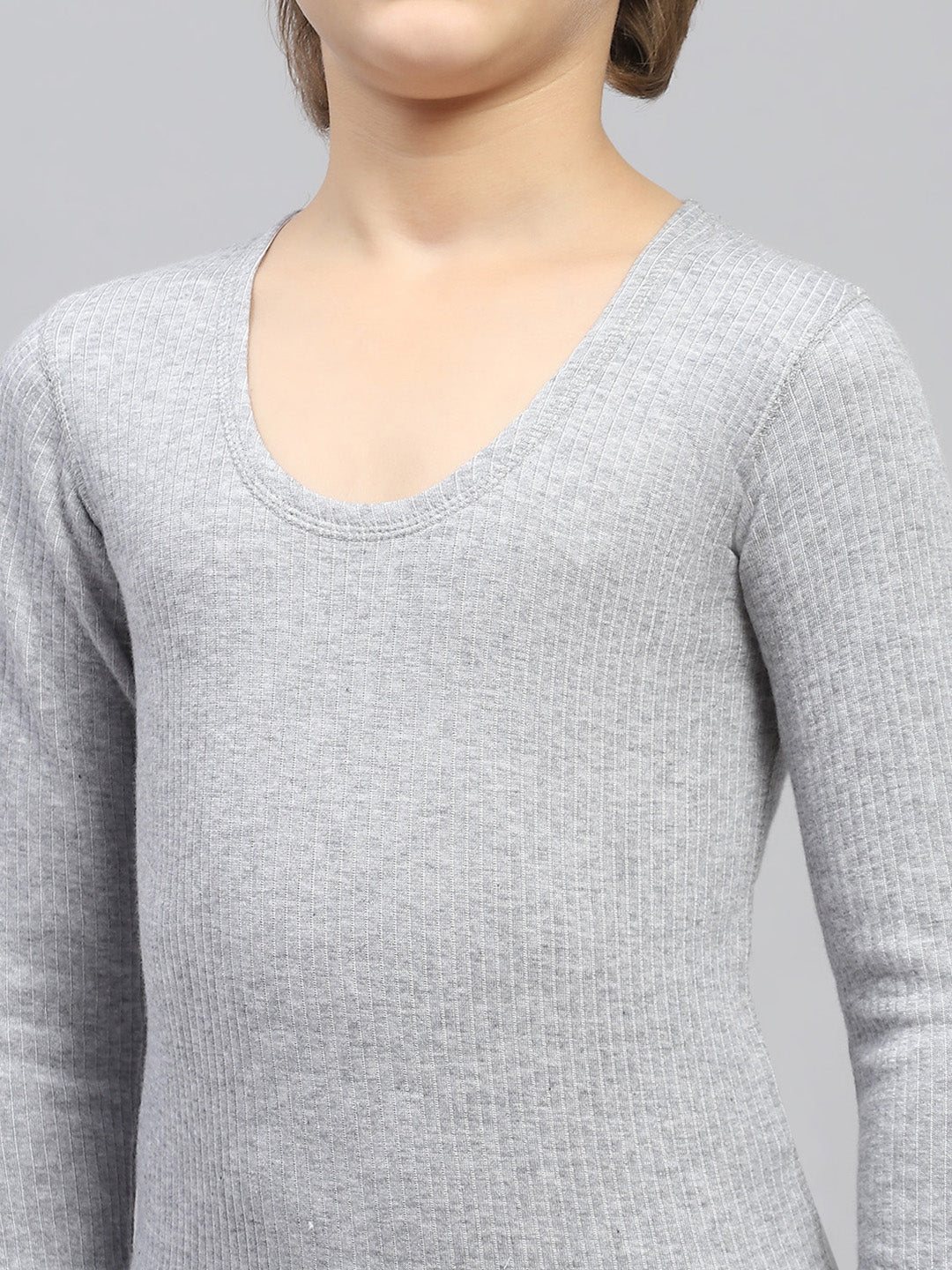 Boys Grey Solid Thermal Vest