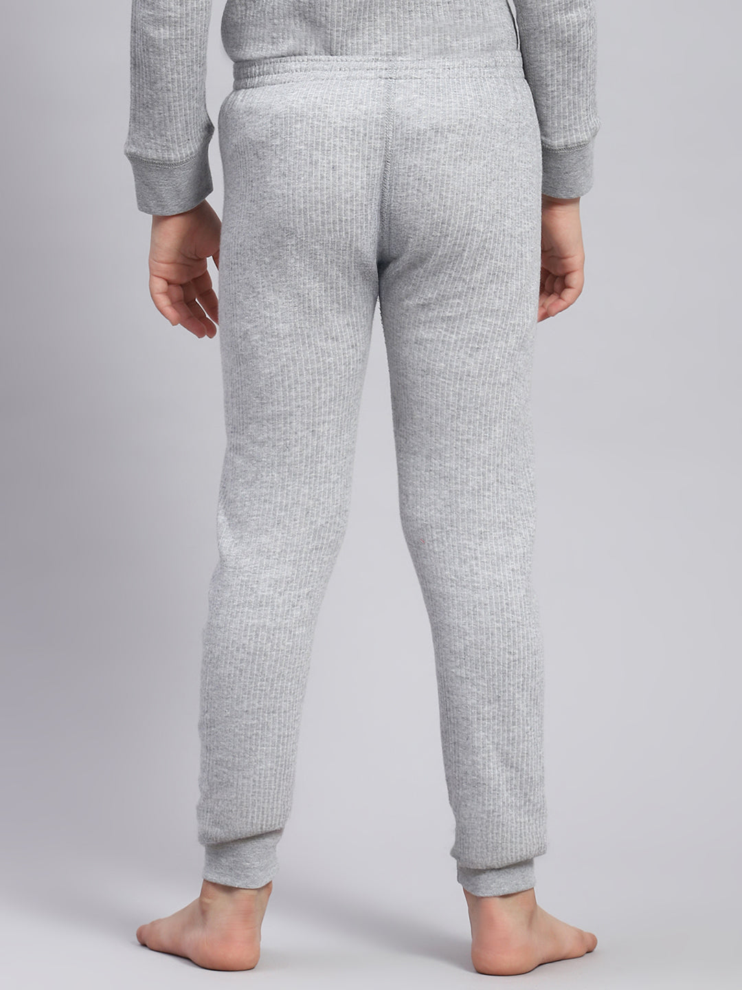 Girls Grey Solid Thermal Lower