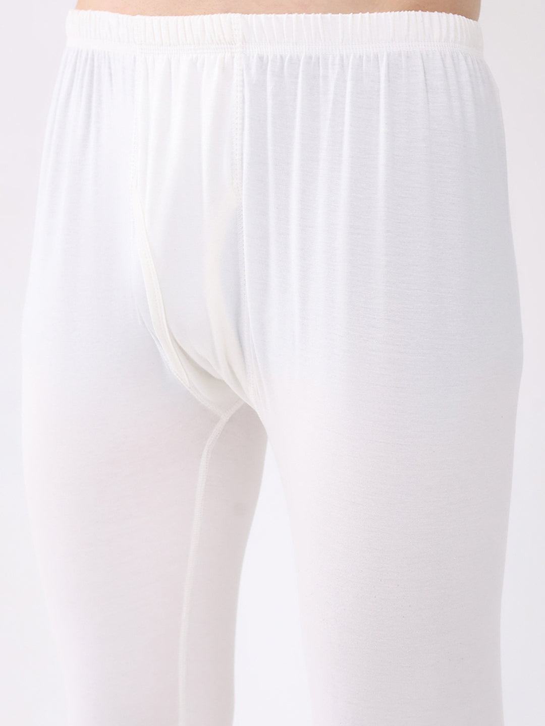 Men White Solid Thermal Lower