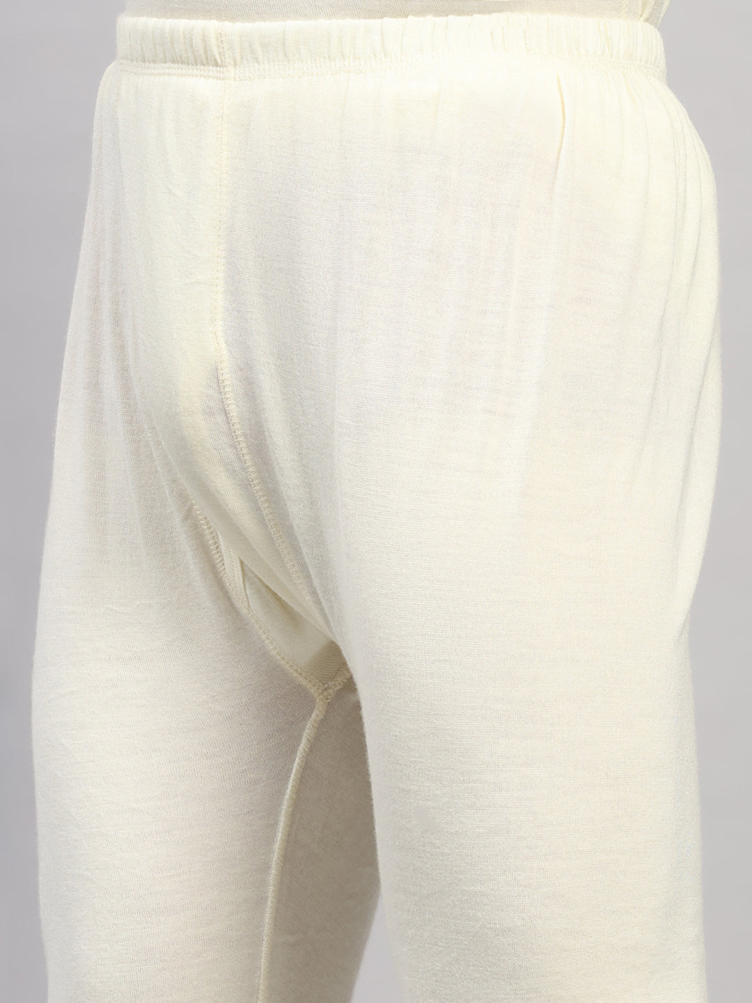 Men Cream Solid Regular Fit Thermal Lower