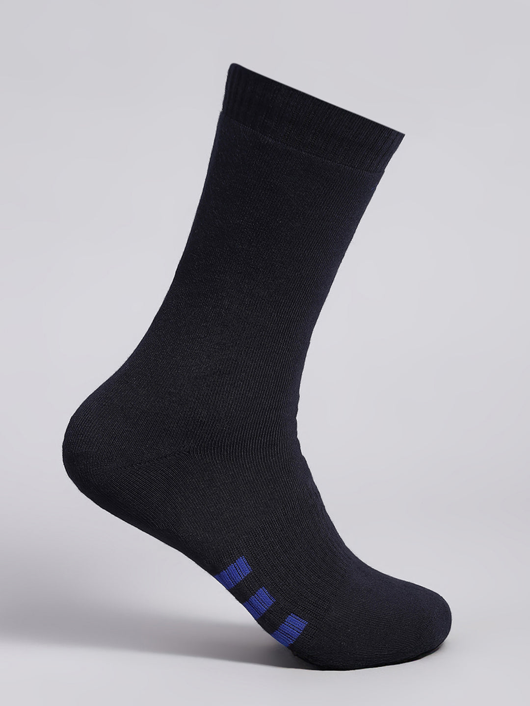 Men Cotton Blend Solid Calf Length Socks (Pack of 3)