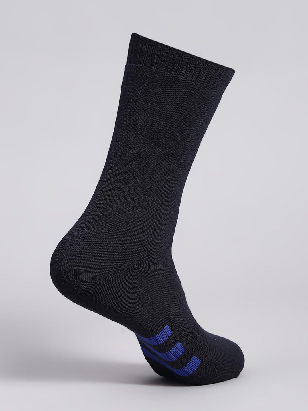 Men Cotton Blend Solid Calf Length Socks (Pack of 3)