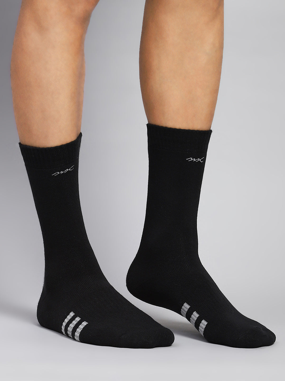 Men Cotton Blend Solid Calf Length Socks (Pack of 3)