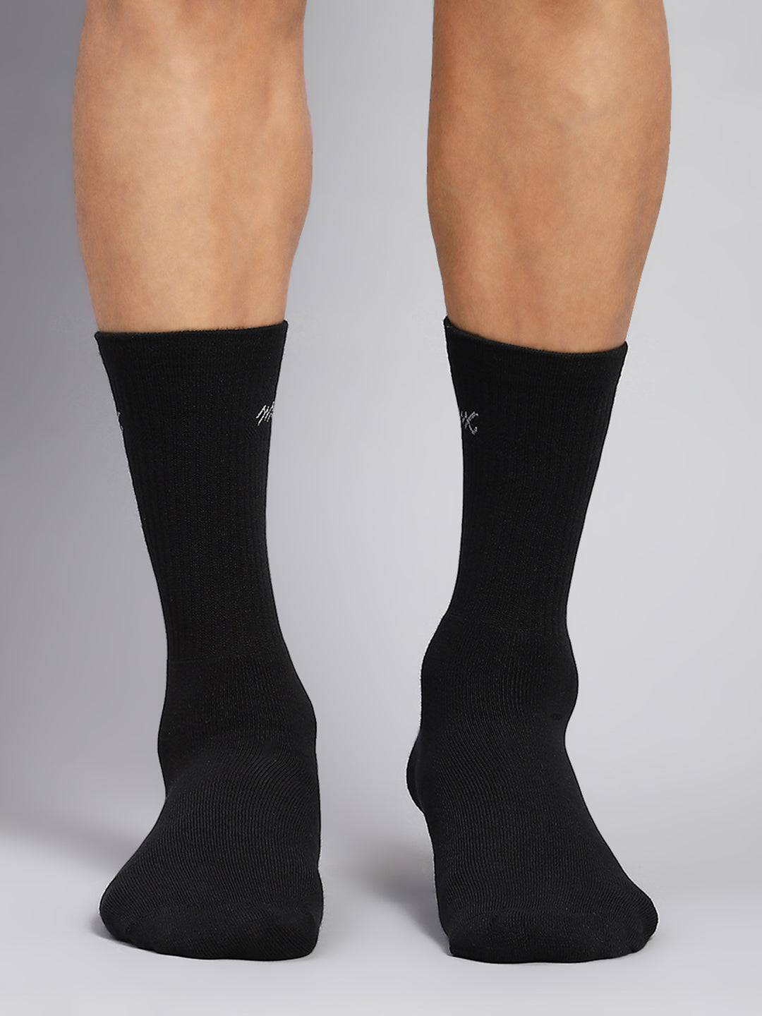 Men Cotton Blend Solid Calf Length Socks (Pack of 3)