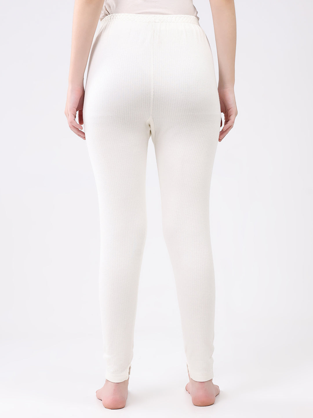 Women White Solid Thermal Lower