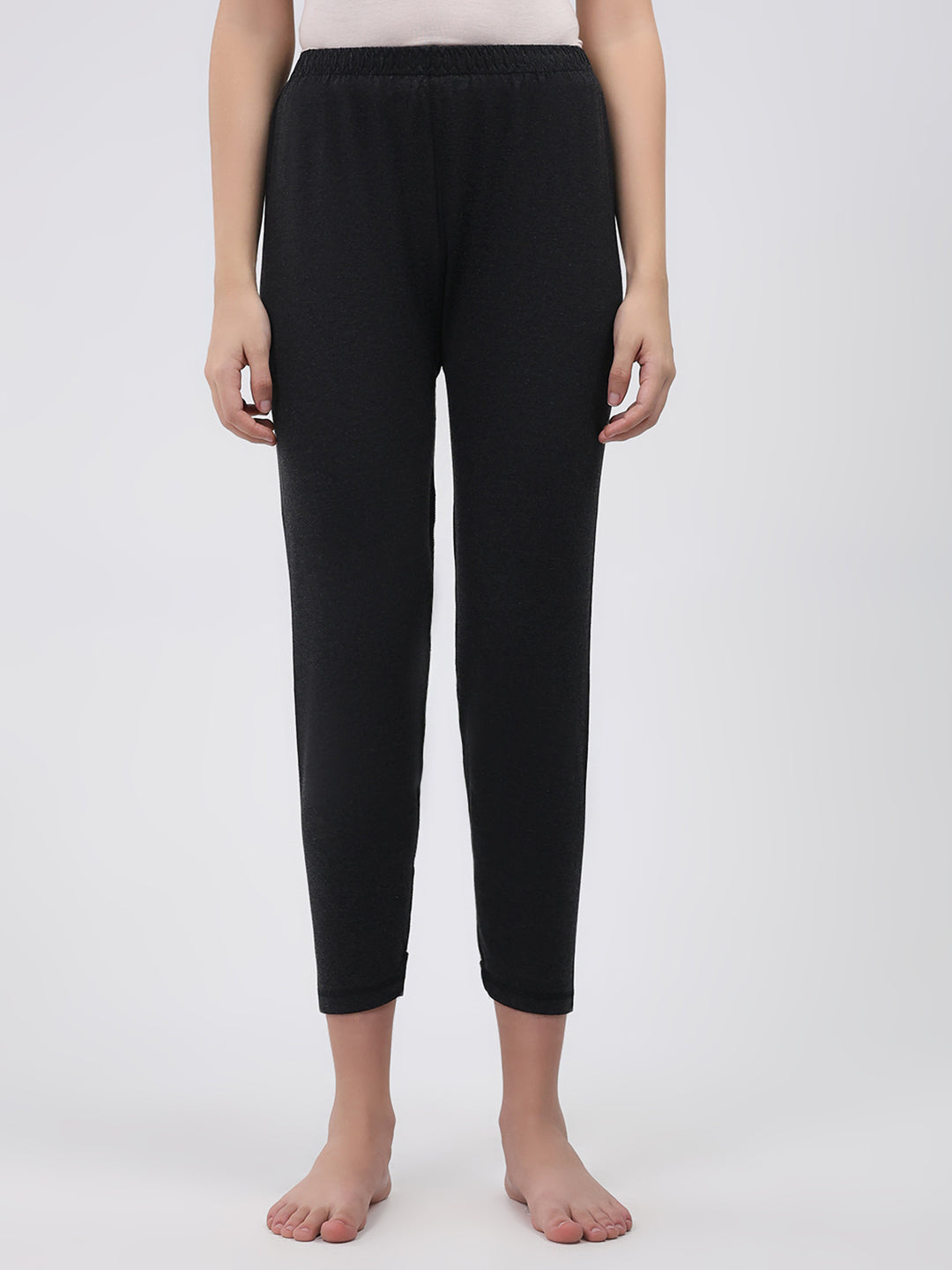 Women Black Solid Thermal Lower