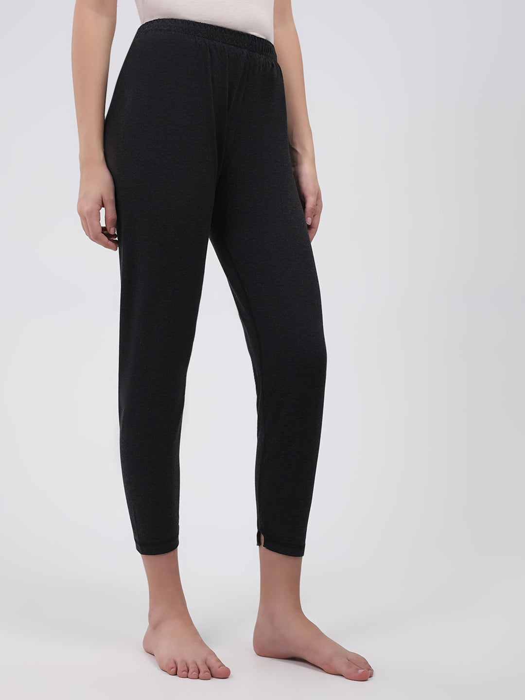Women Black Solid Thermal Lower