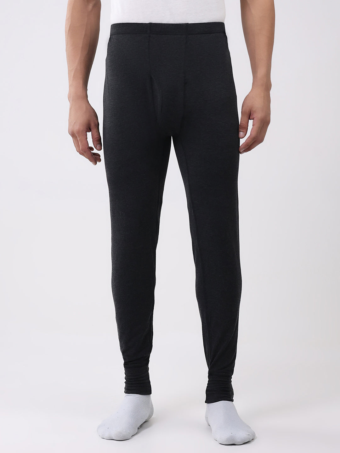 Men Black Solid Thermal Lower