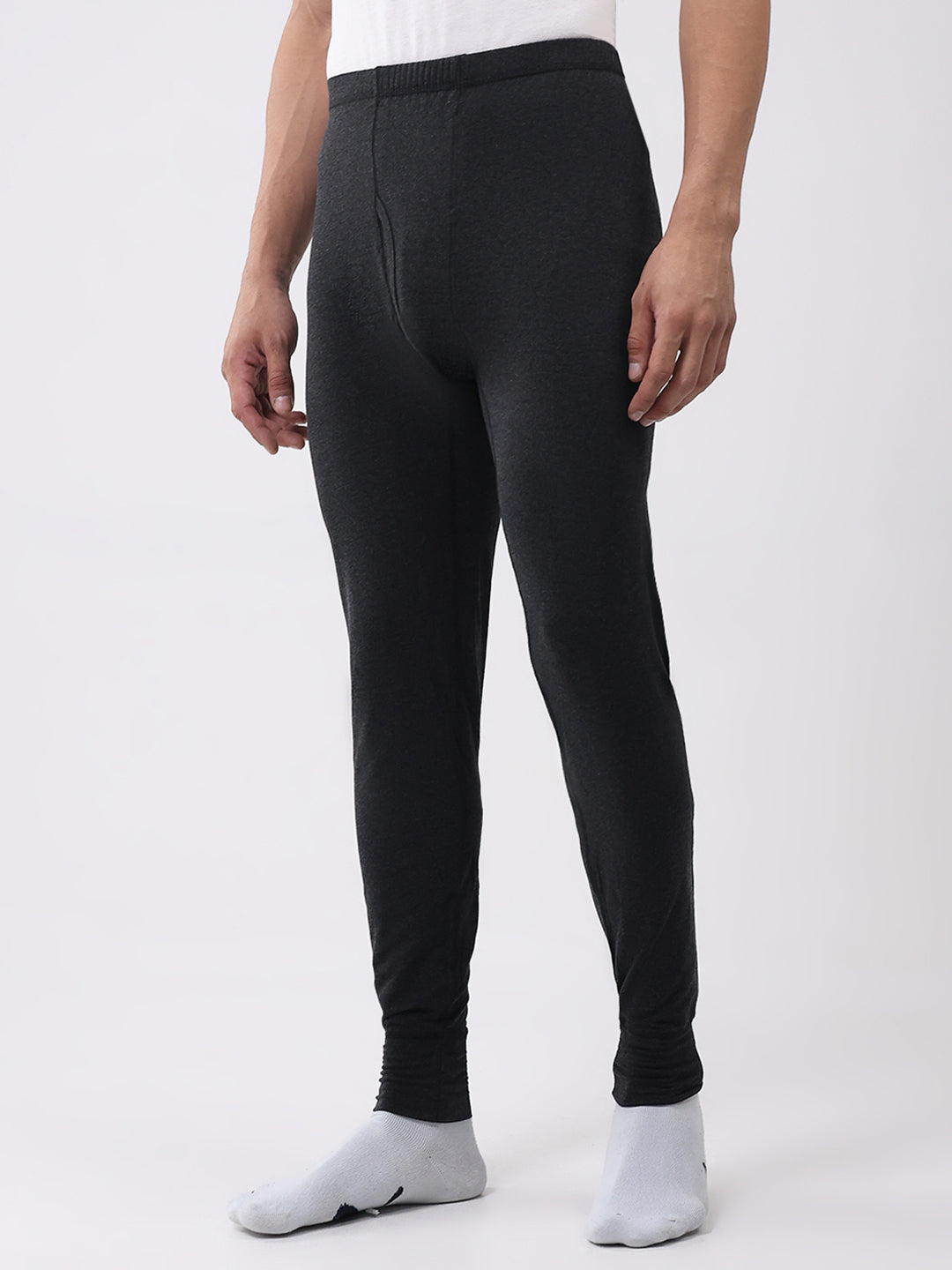 Men Black Solid Thermal Lower