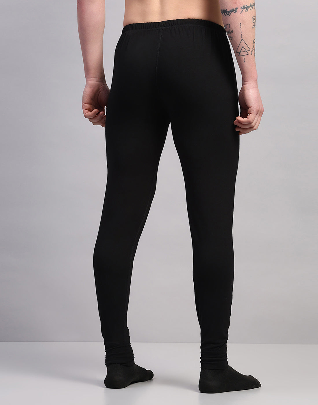 Men Black Solid Regular Fit Thermal Lower