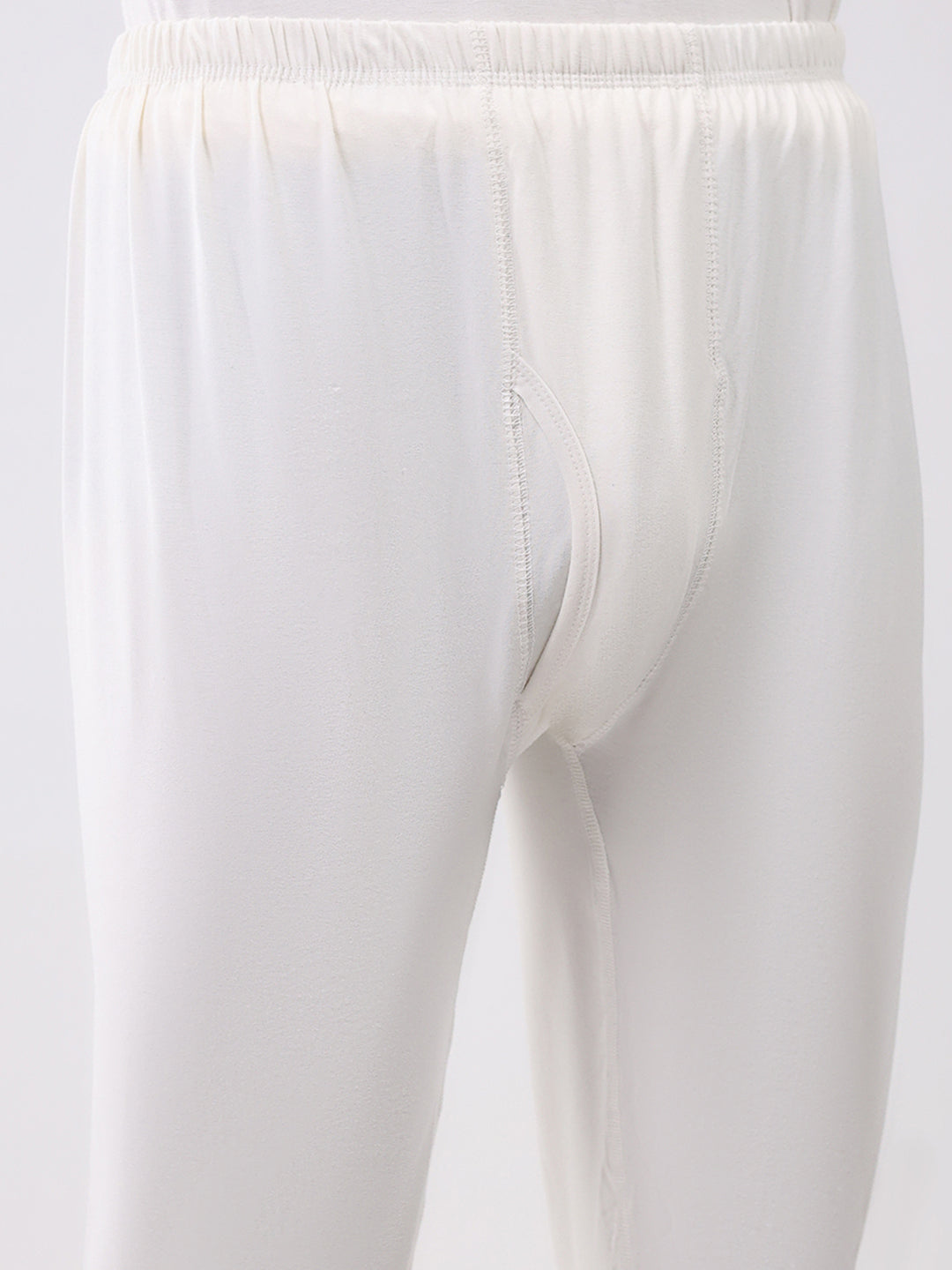 Men White Solid Thermal Lower