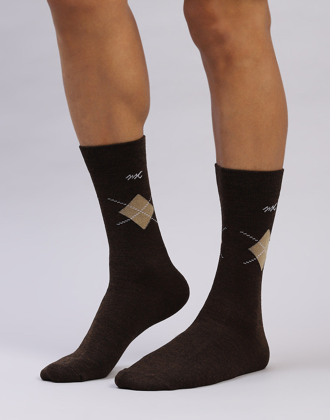 Men Cotton Blend Self Design Calf Length Socks (1 Pair)