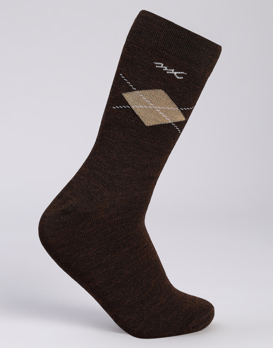 Men Cotton Blend Self Design Calf Length Socks (1 Pair)