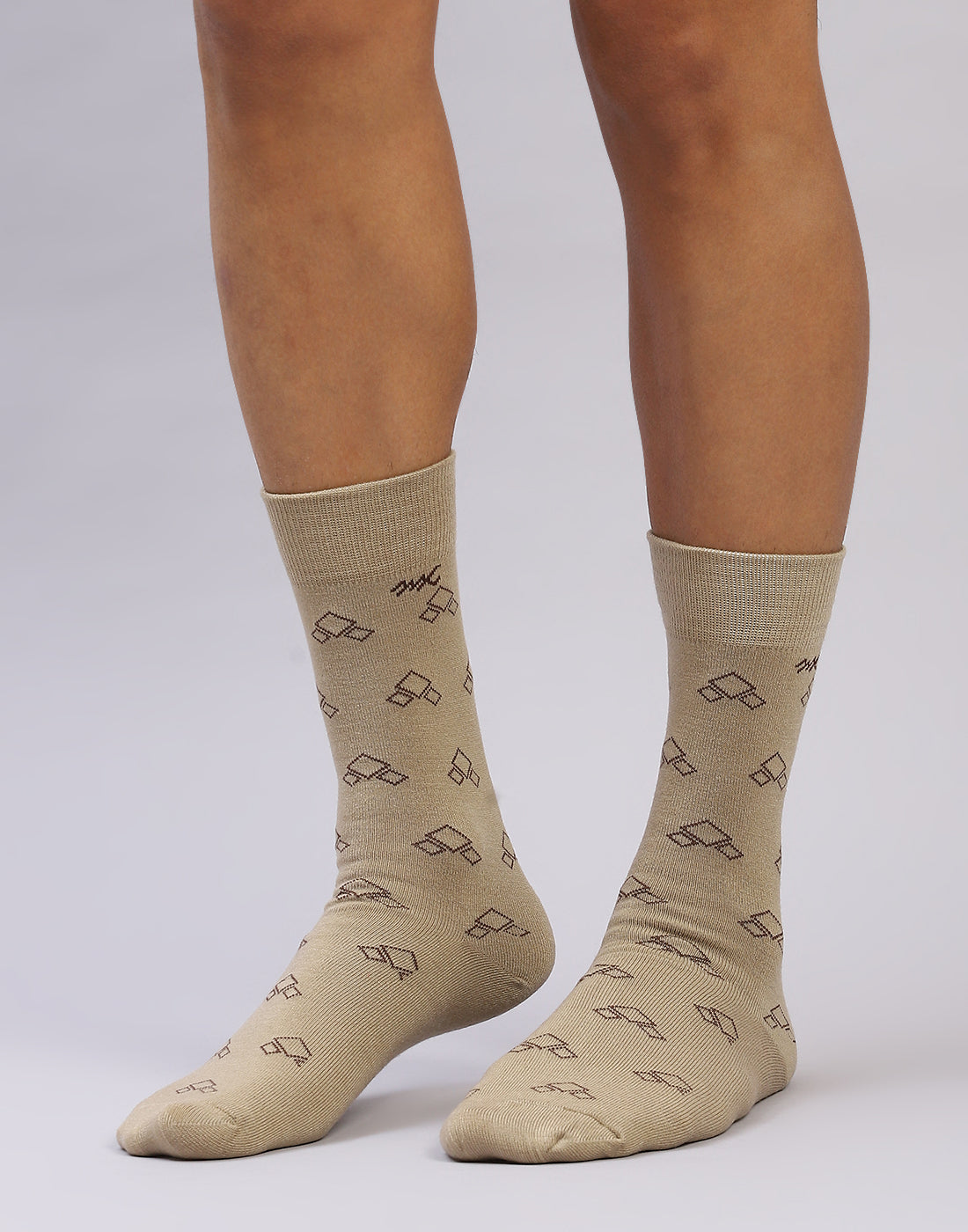 Men Cotton Blend Self Design Calf Length Socks (1 Pair)
