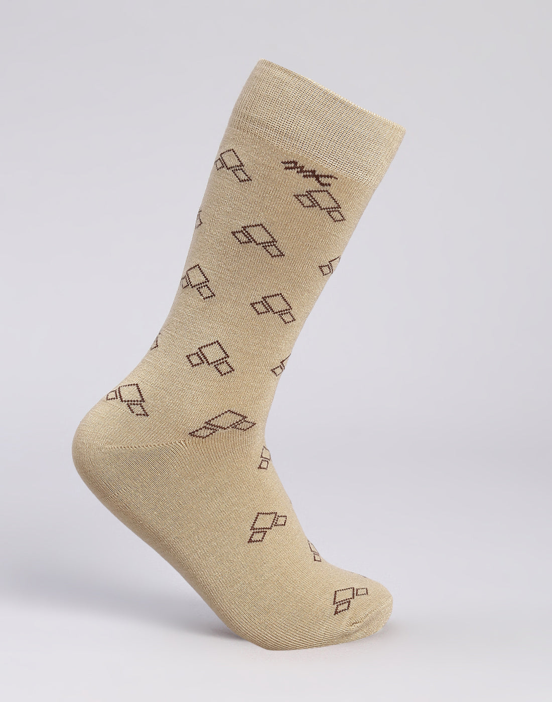 Men Cotton Blend Self Design Calf Length Socks (1 Pair)