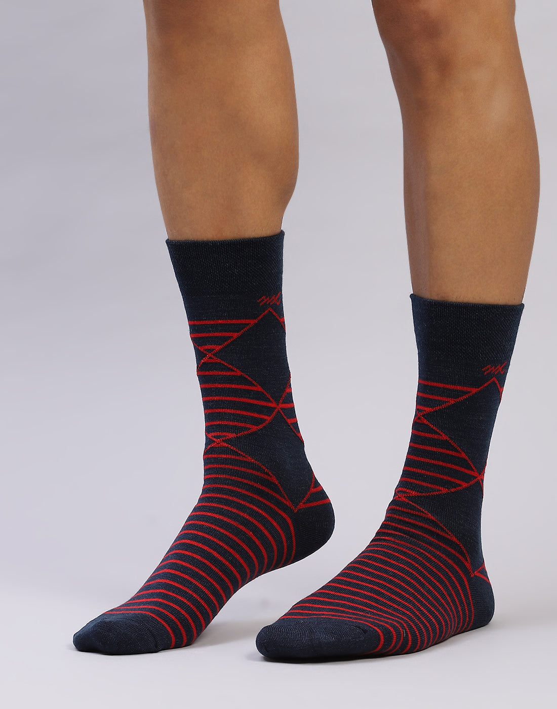 Men Cotton Blend Self Design Calf Length Socks (1 Pair)