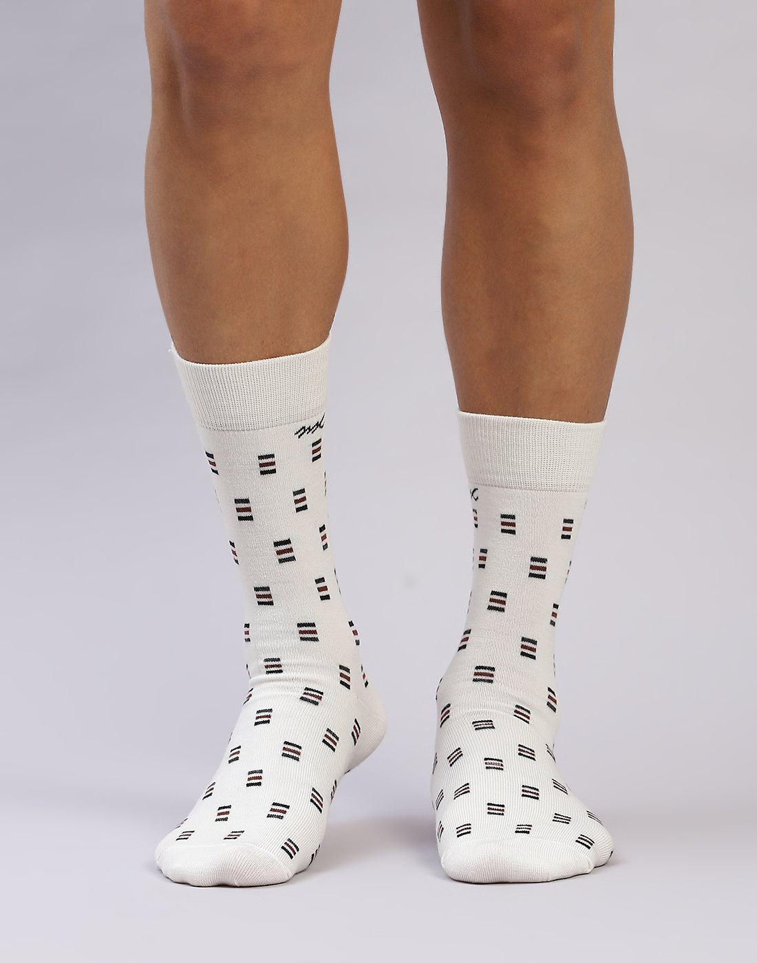 Men Cotton Blend Self Design Calf Length Socks (1 Pair)