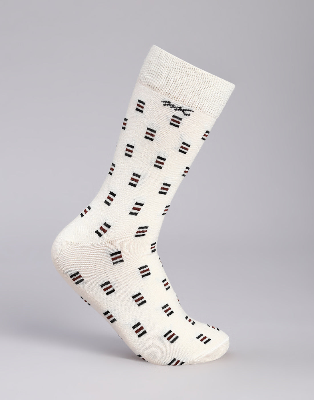 Men Cotton Blend Self Design Calf Length Socks (1 Pair)