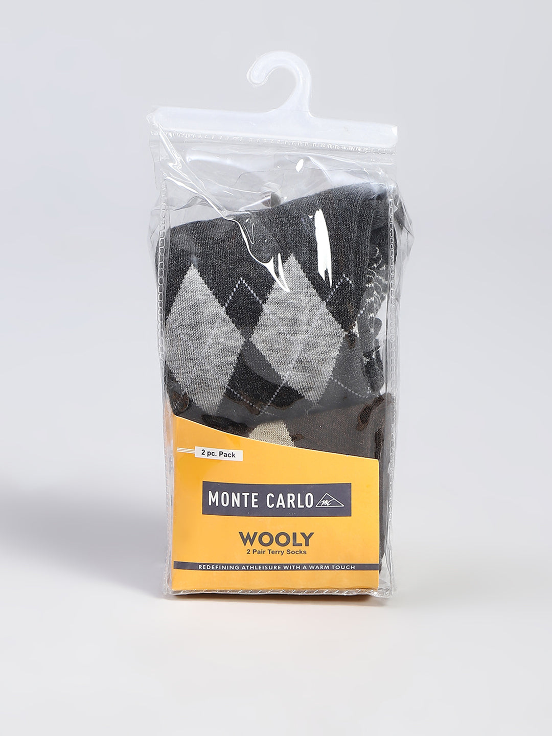 Men Wool blend Check Calf Length Socks (Pack of 2)