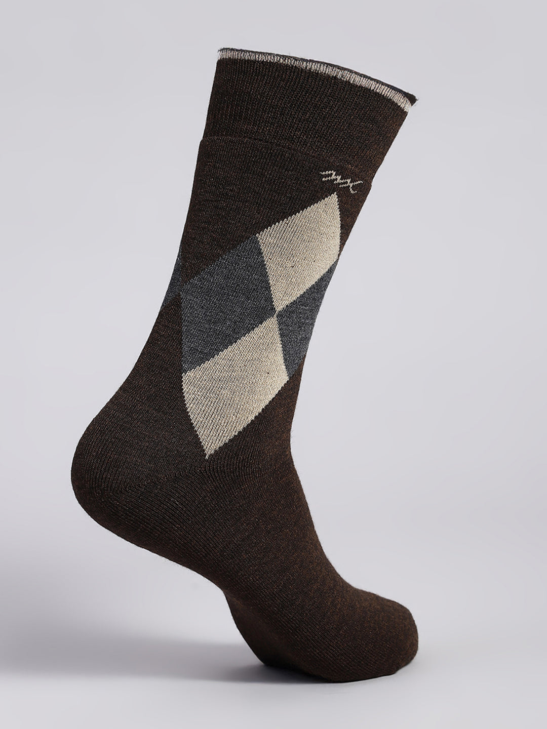 Men Wool blend Check Calf Length Socks (Pack of 2)