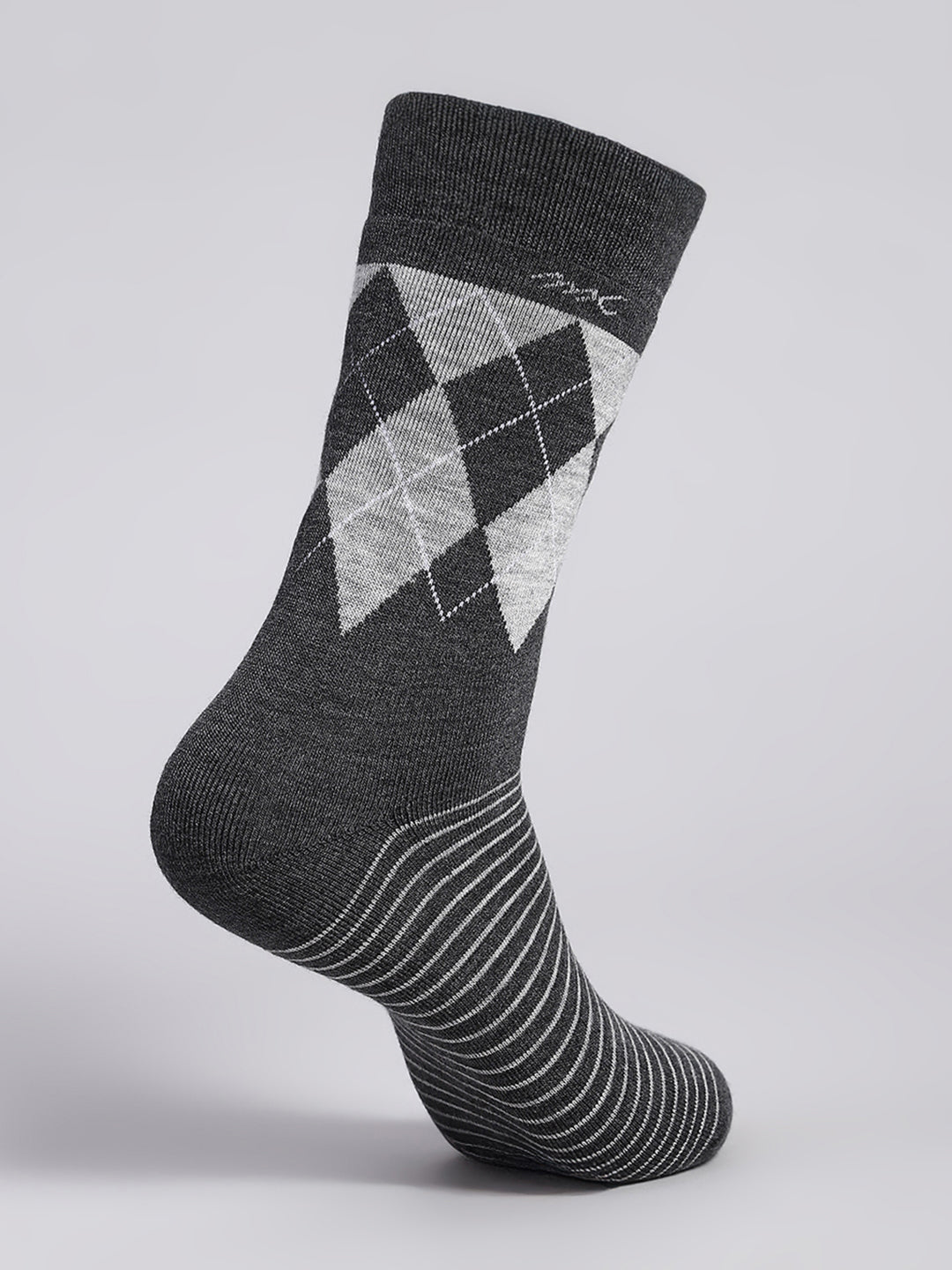 Men Wool blend Check Calf Length Socks (Pack of 2)