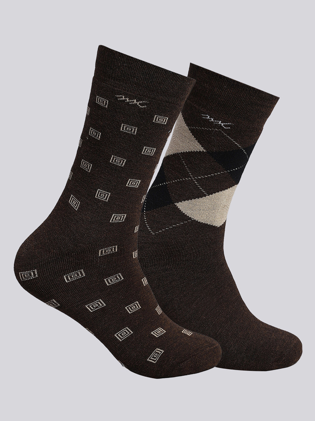 Men Wool blend Self Design Calf Length Socks (Pack of 2)