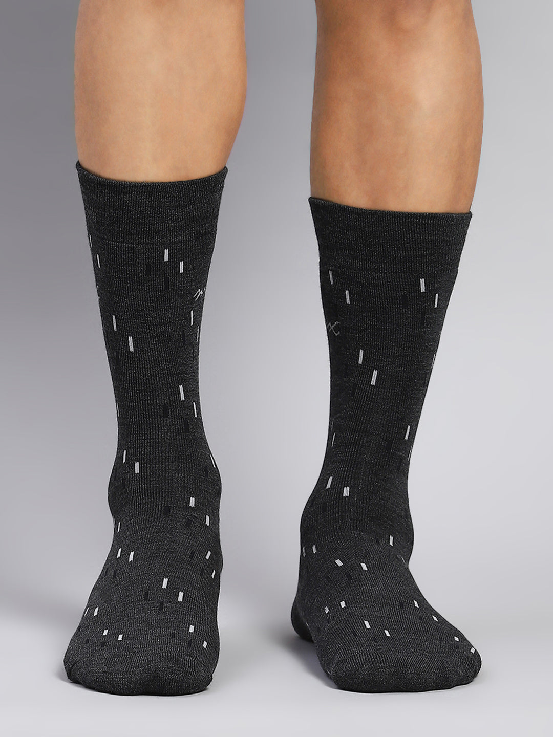 Men Wool blend Self Design Calf Length Socks (Pack of 2)