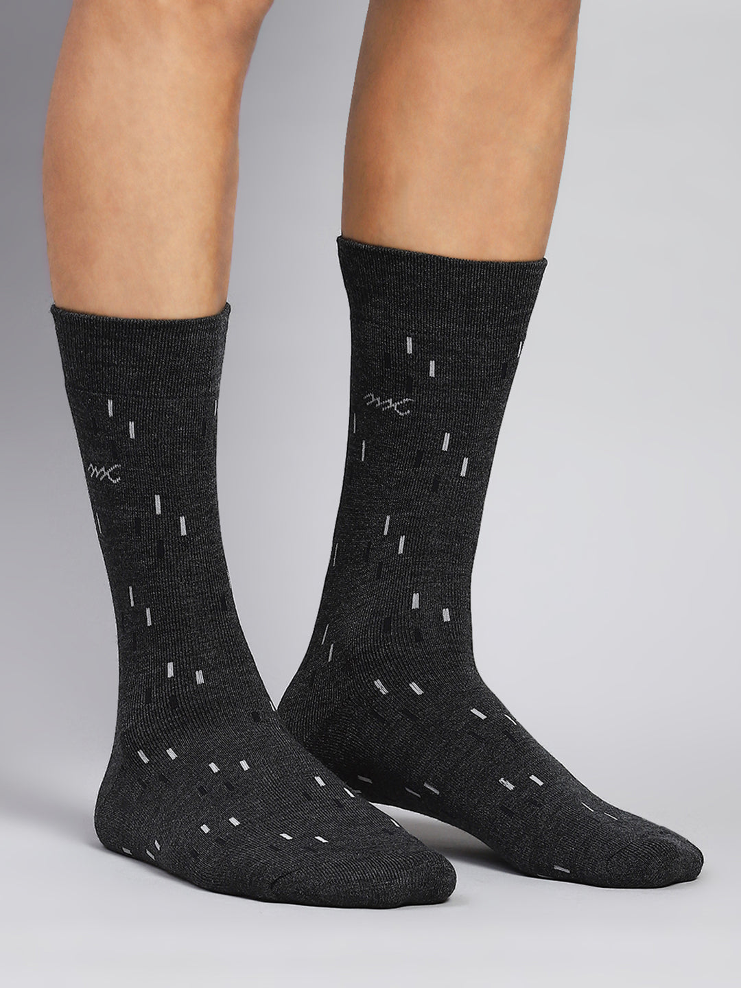 Men Wool blend Self Design Calf Length Socks (Pack of 2)