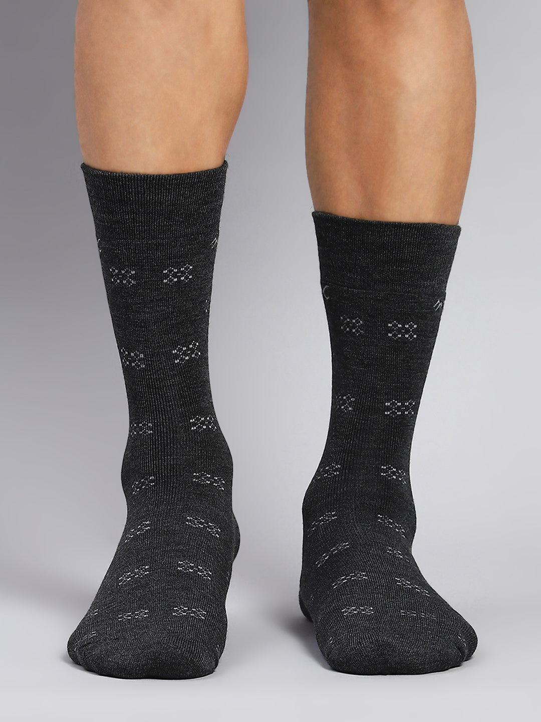 Men Wool blend Self Design Calf Length Socks (Pack of 2)