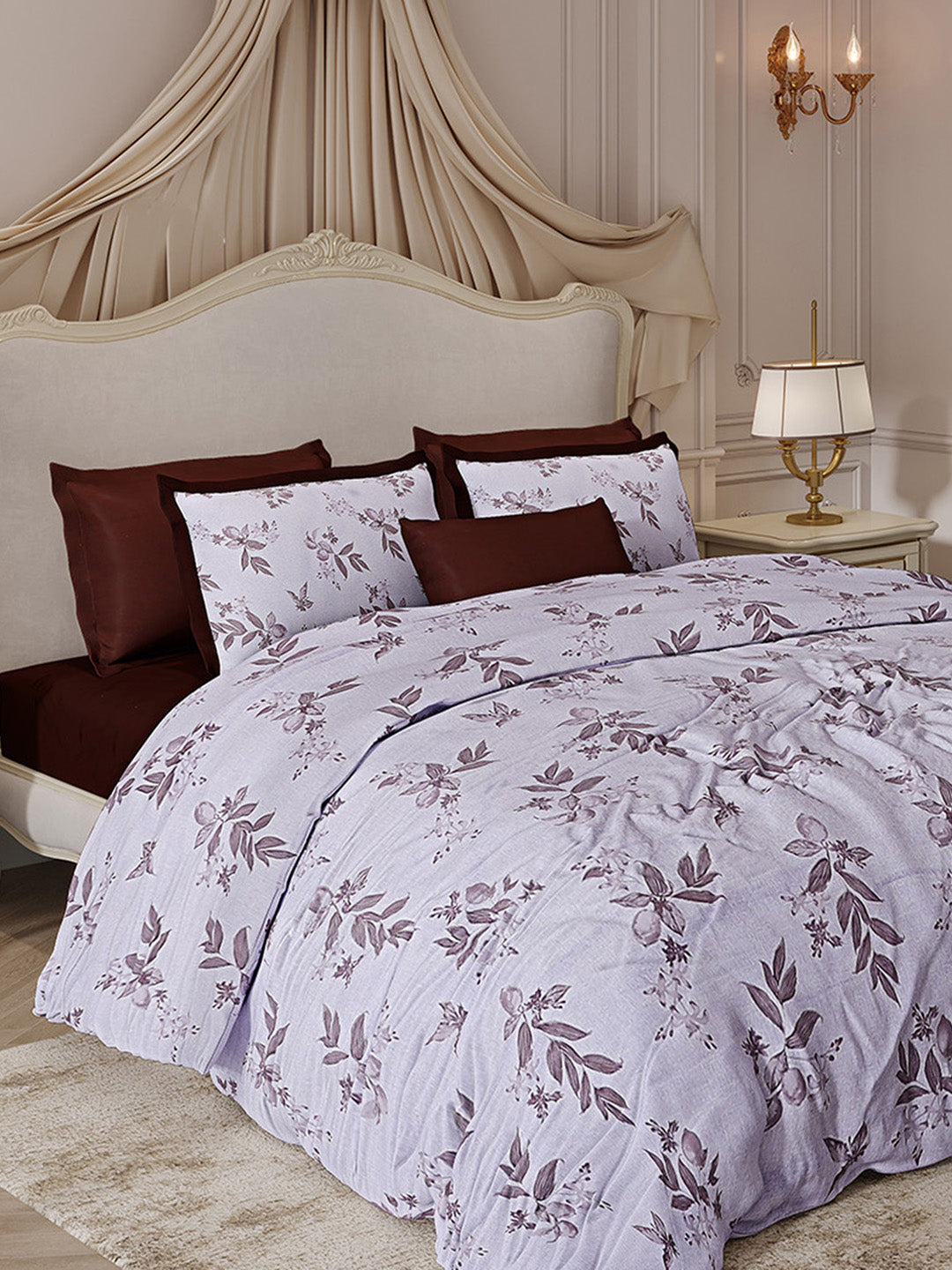 300 TC Cotton King Size Luxury 7 Pc Bedding Set (Heritage)