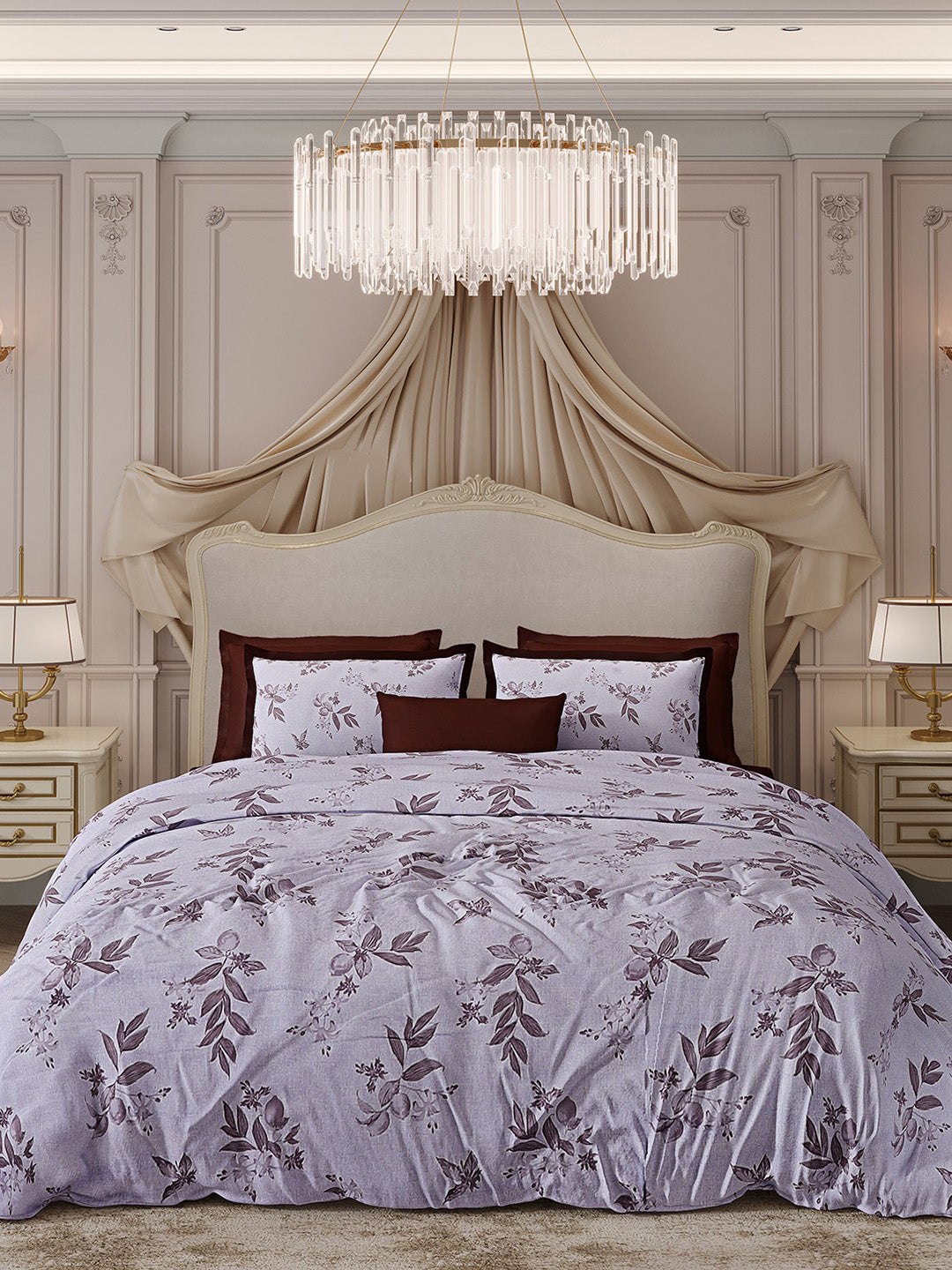 300 TC Cotton King Size Luxury 7 Pc Bedding Set (Heritage)