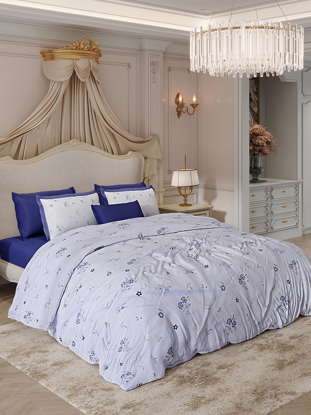 300 TC Cotton King Size Luxury 7 Pc Bedding Set (Heritage)