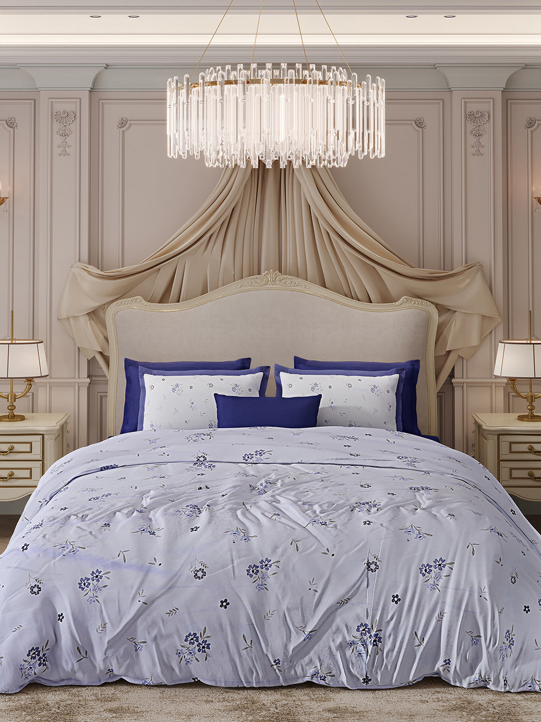 300 TC Cotton King Size Luxury 7 Pc Bedding Set (Heritage)