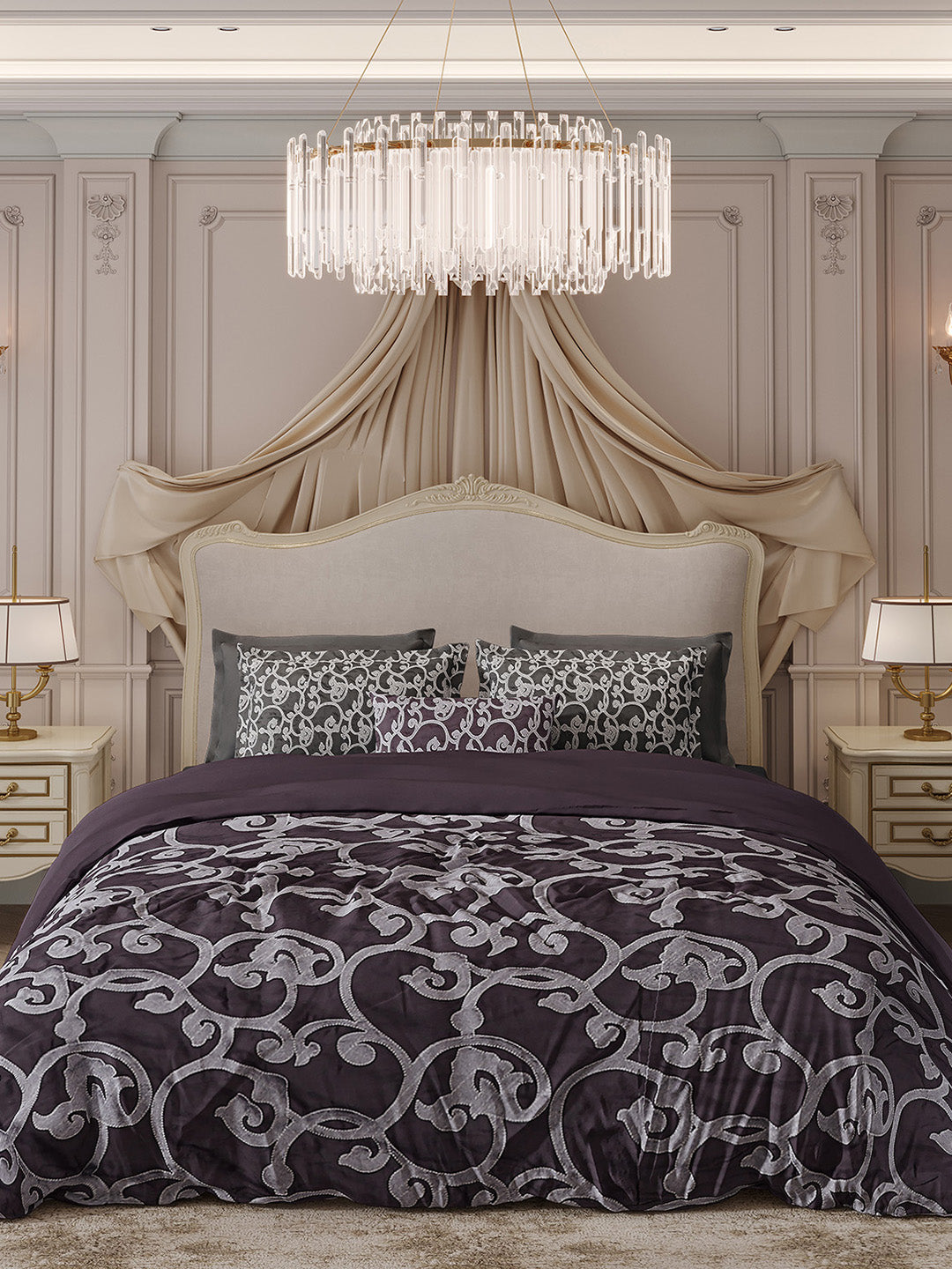 400 TC Cotton King Size Luxury 10 Pc Bedding Set (Matrix)