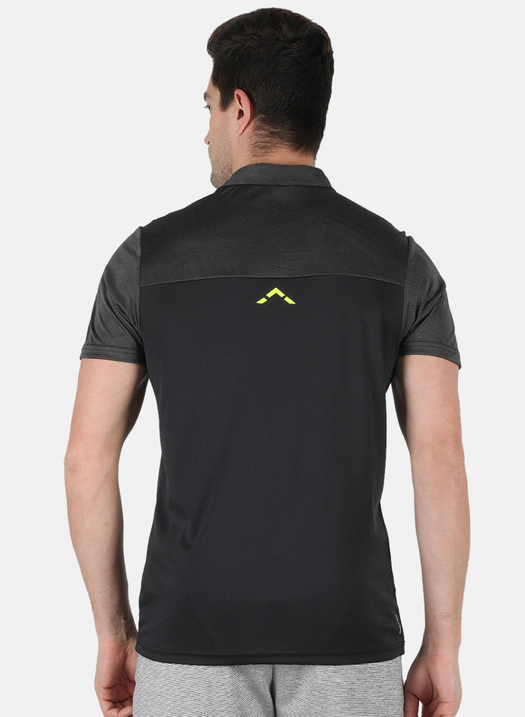 Rock.it Men Black Self Design Collar T-Shirt