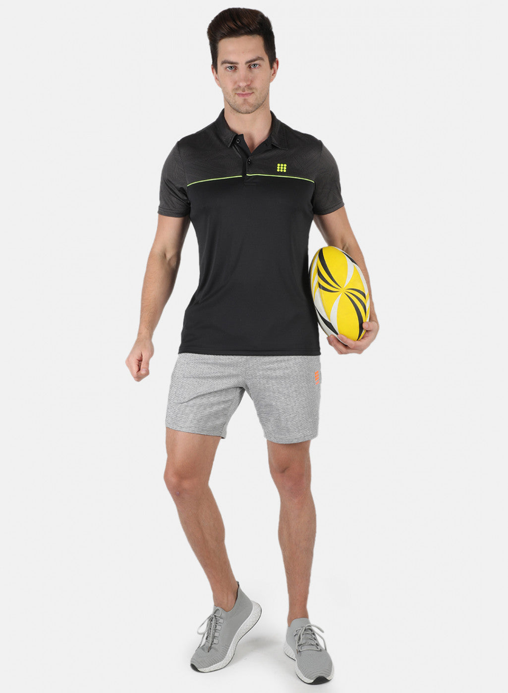 Rock.it Men Black Self Design Collar T-Shirt