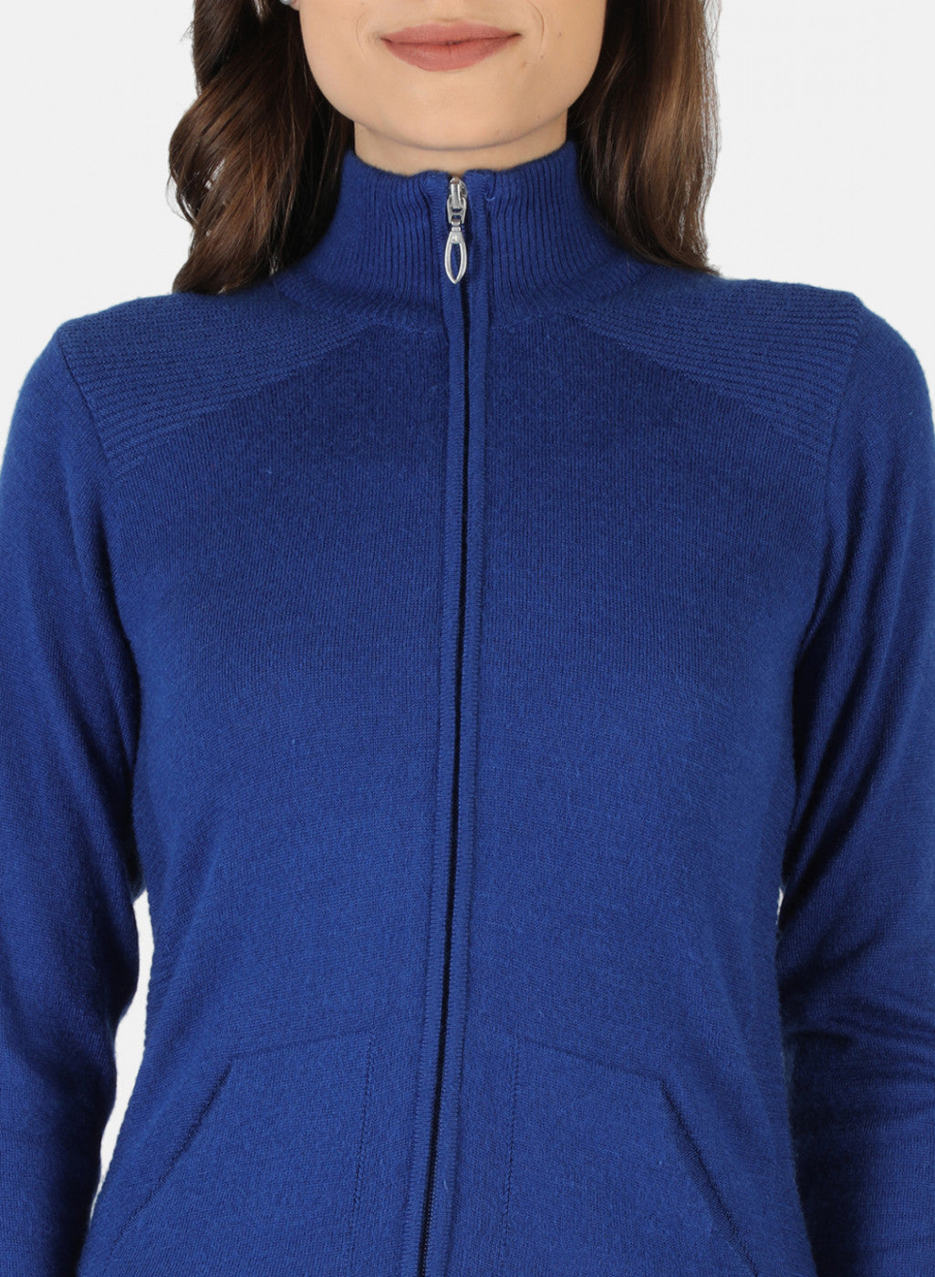 Women Blue Solid Cardigan