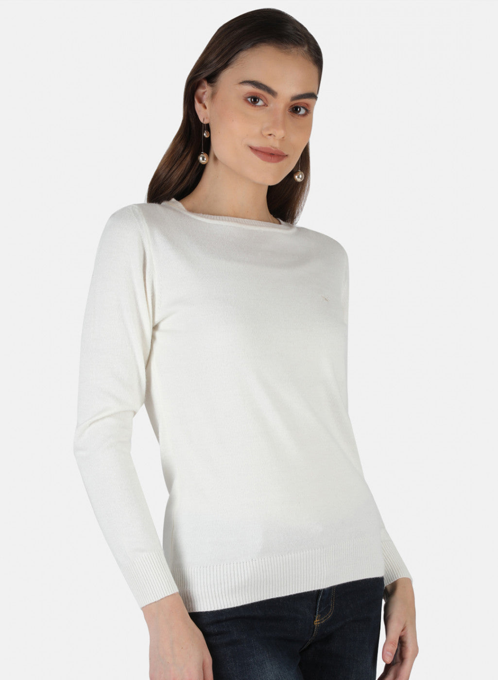 Women White Solid Top