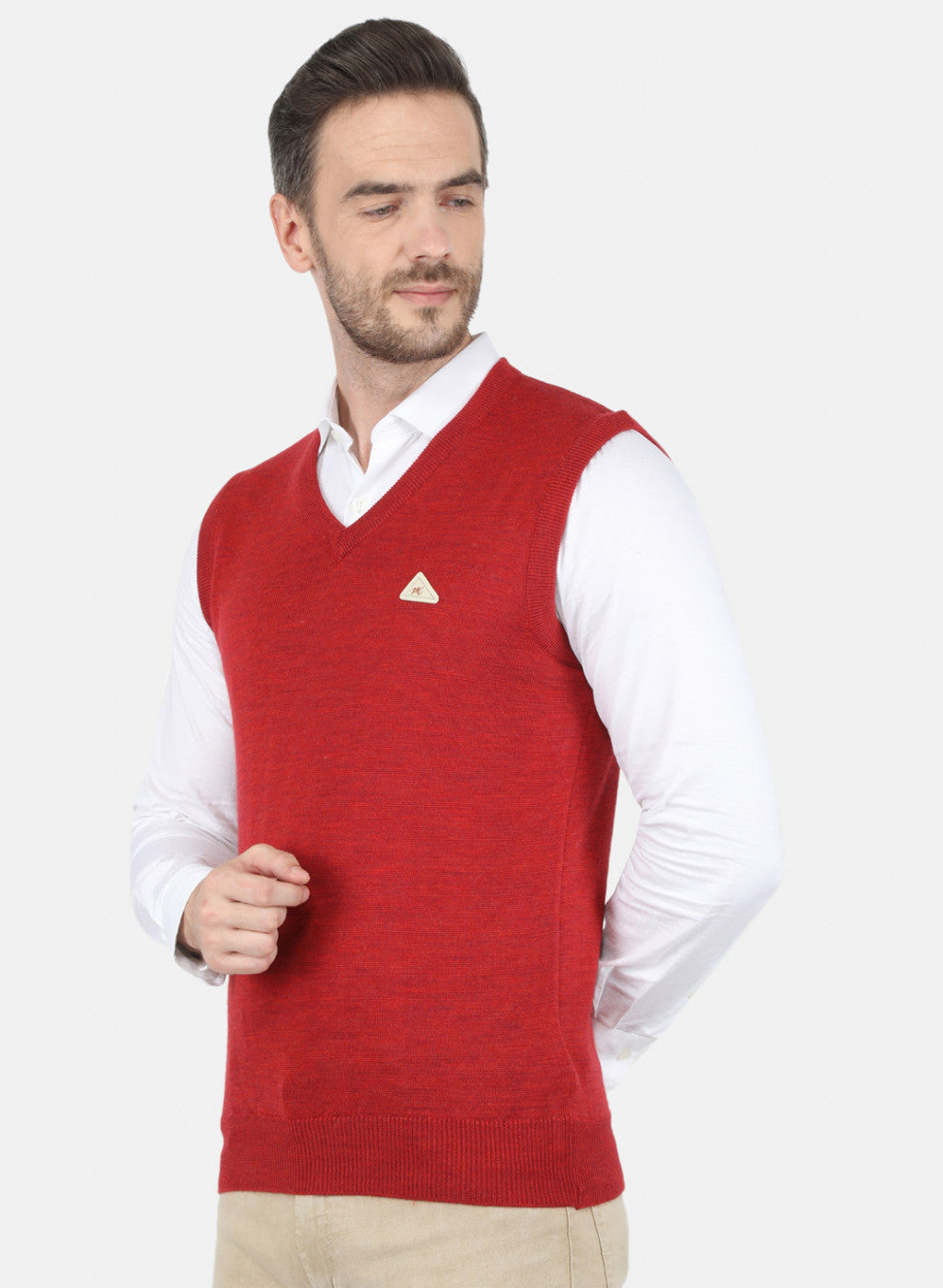 Men Red Solid Sweater