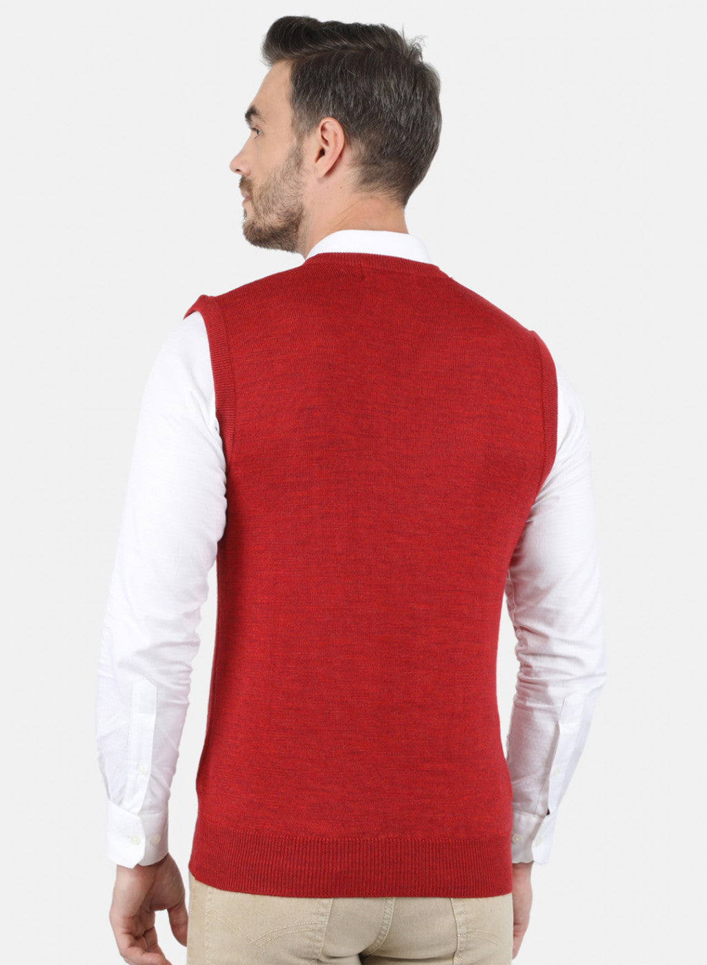 Men Red Solid Sweater