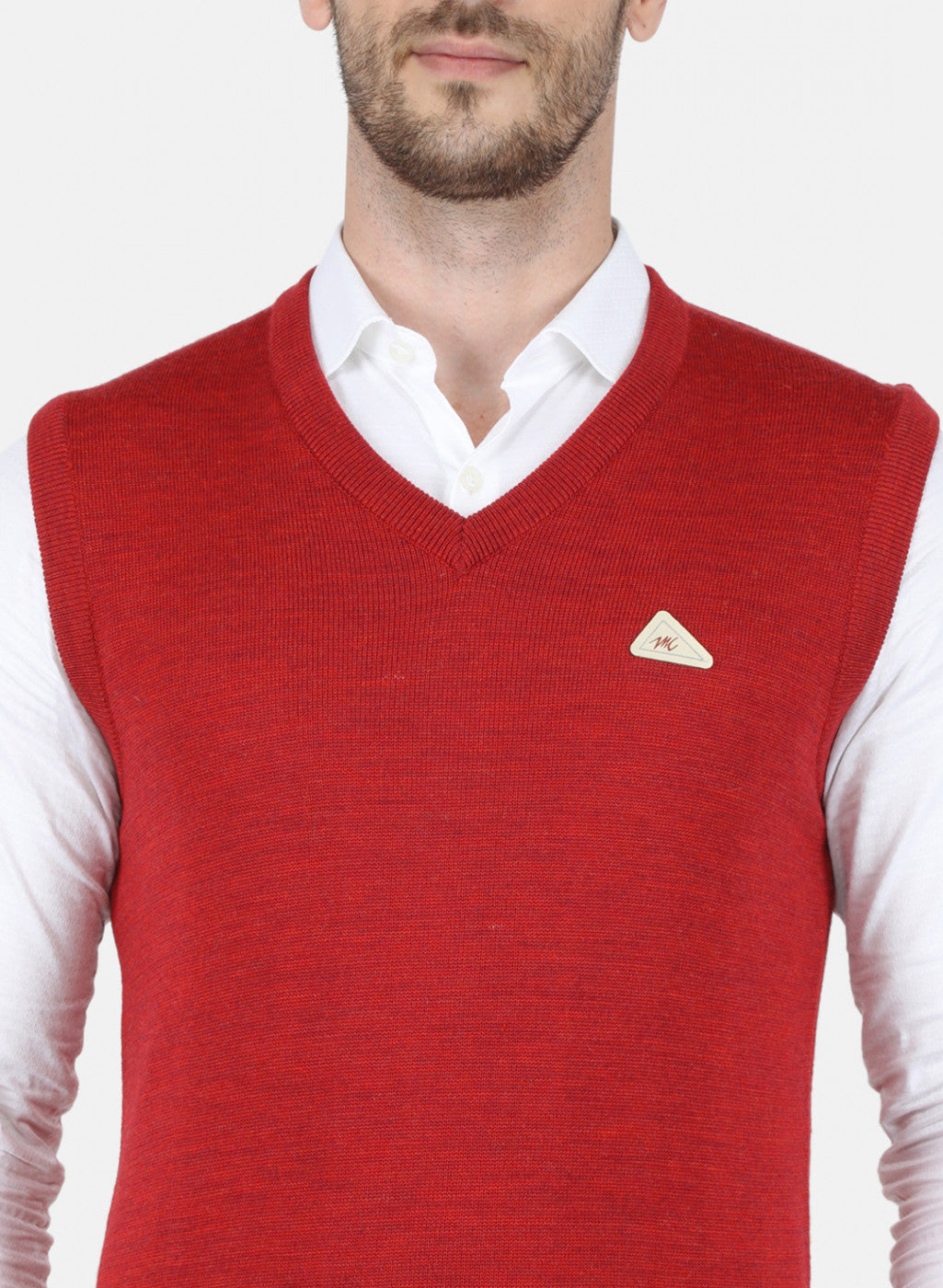 Men Red Solid Sweater