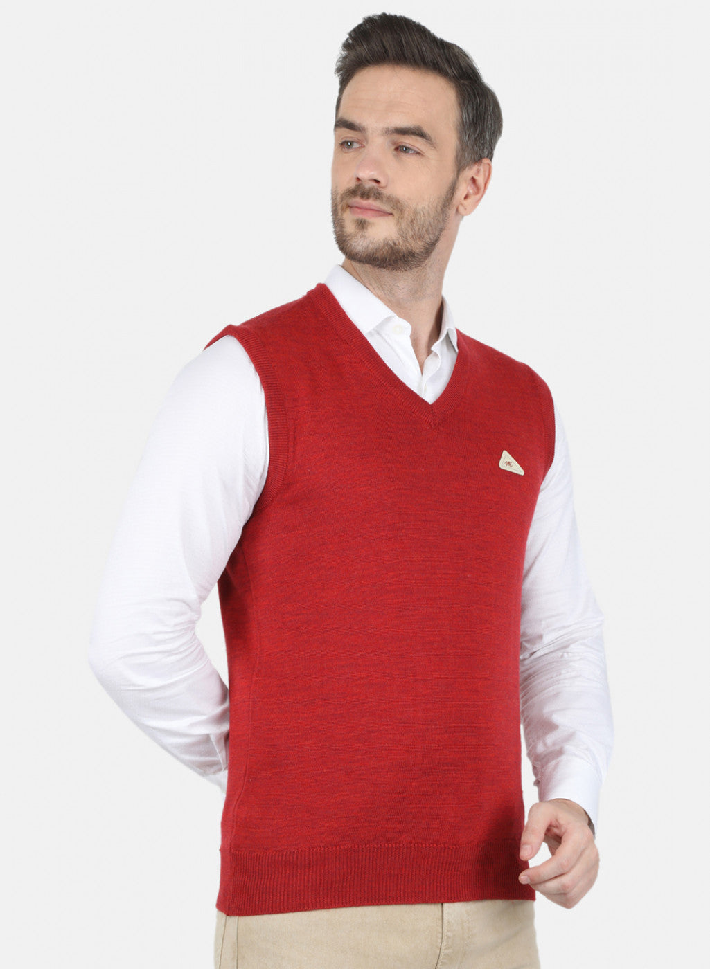 Men Red Solid Sweater