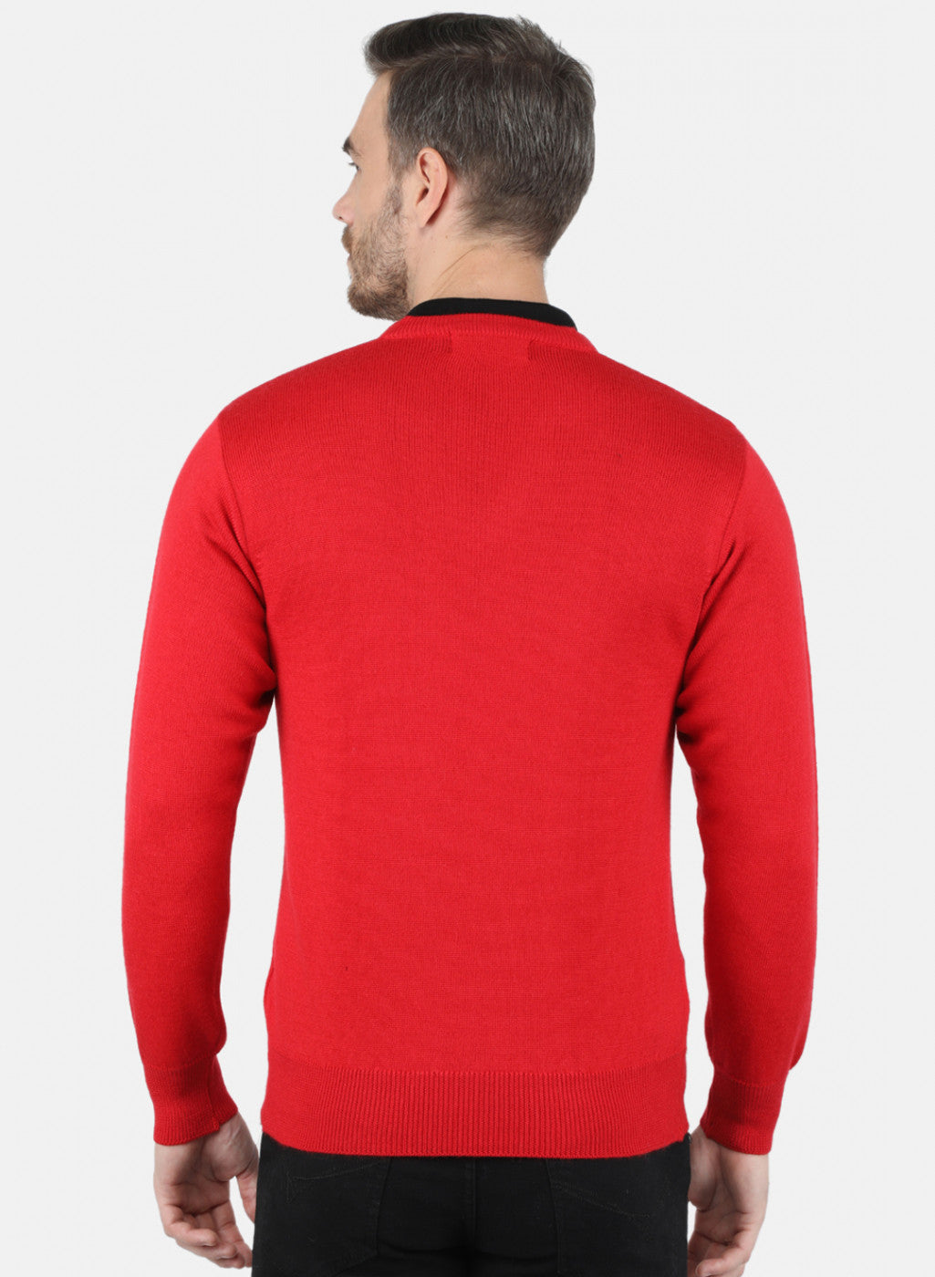 Men Red Solid Pullover
