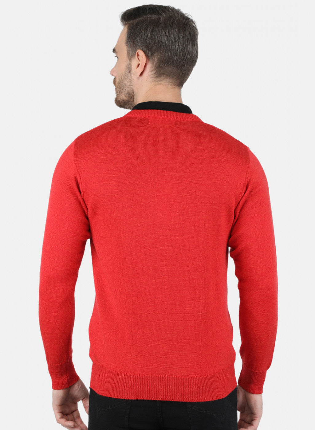 Men Red Solid Pullover