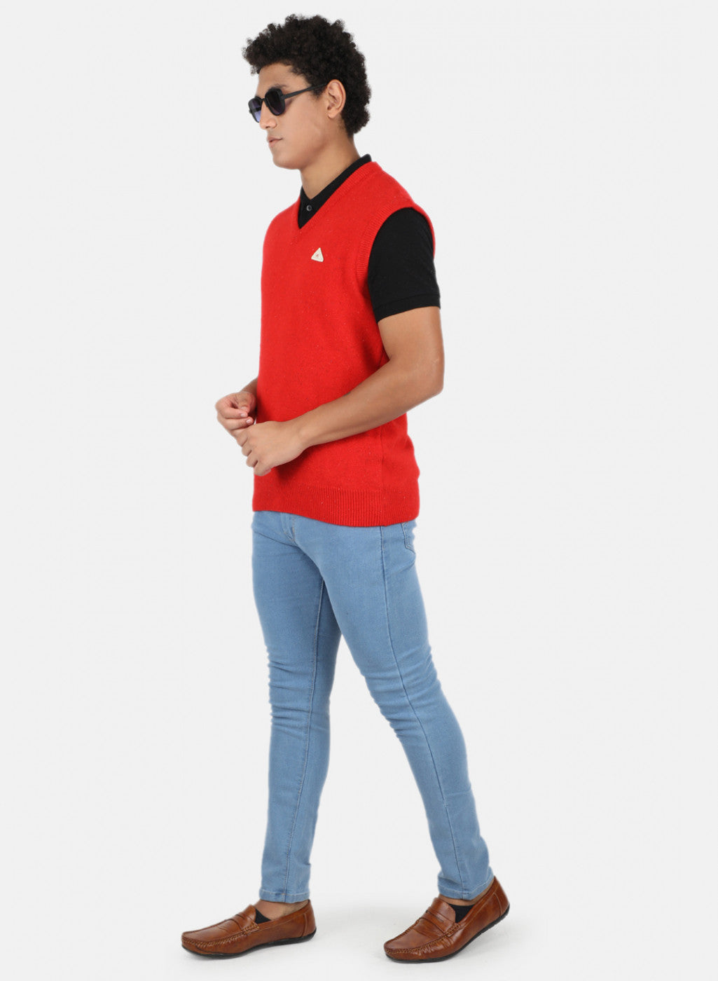 Men Red Solid Sweater