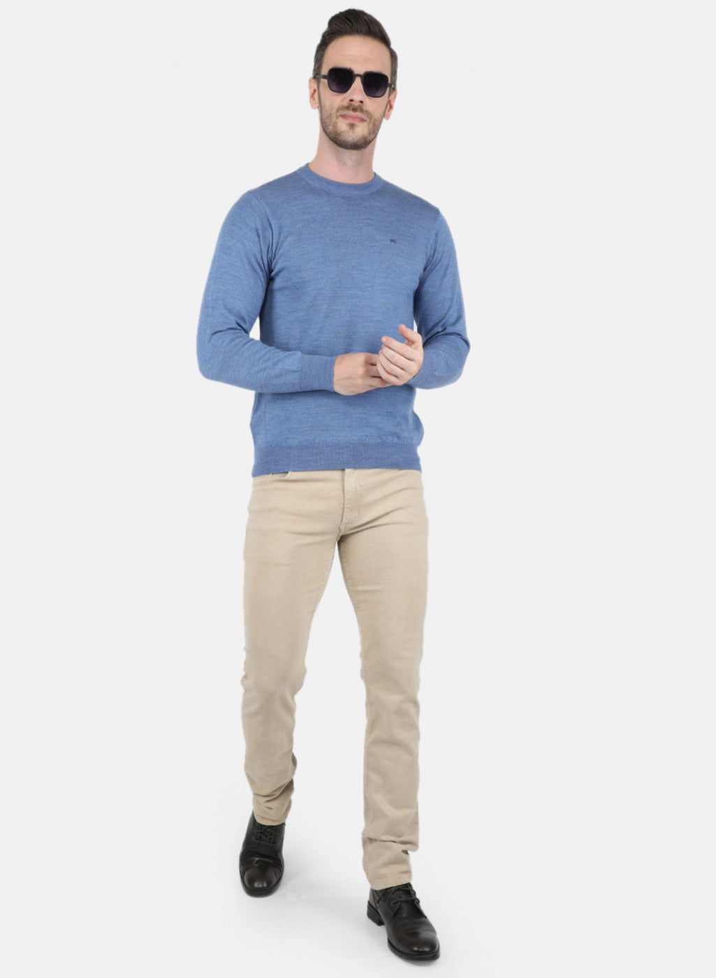 Men Blue Solid Pullover