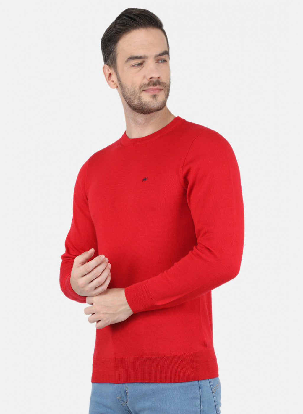 Men Red Solid Pullover