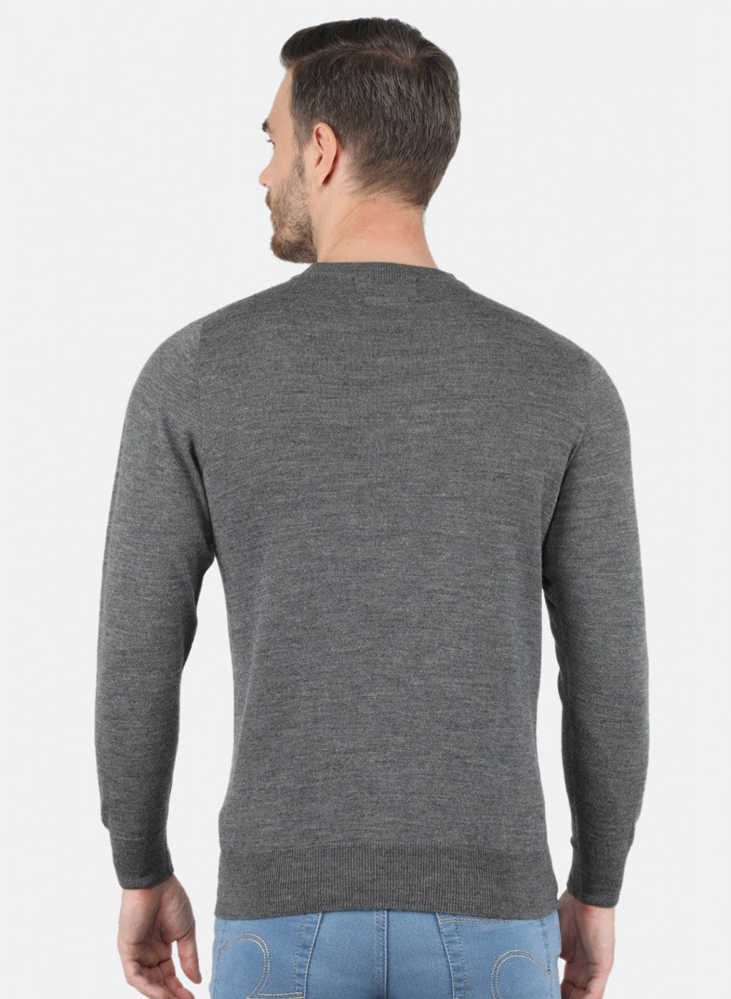 Men Grey Solid Pullover