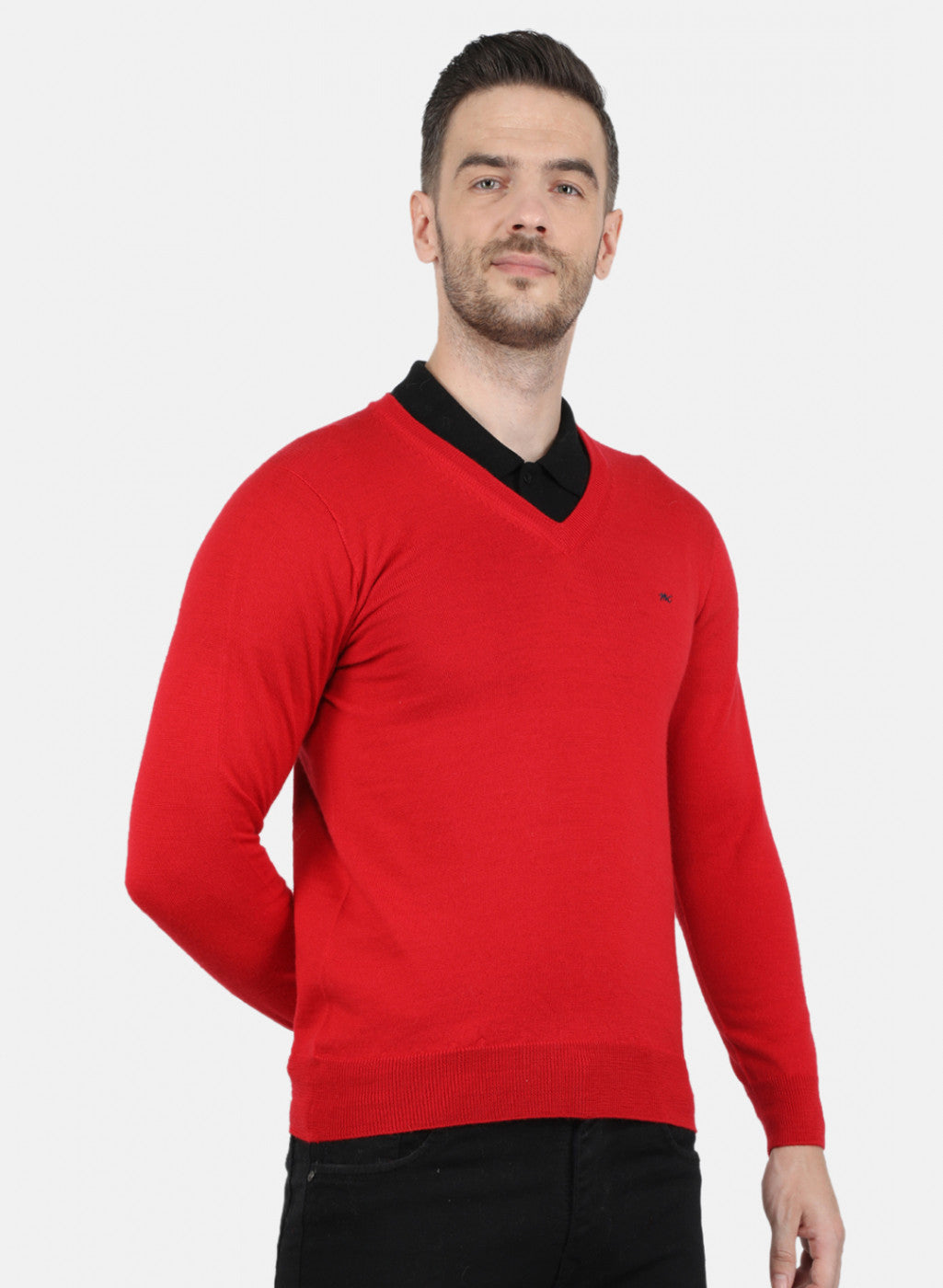 Men Red Solid Pullover